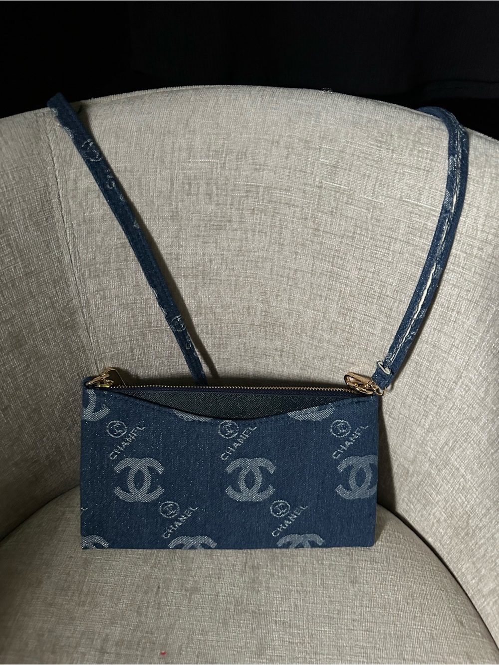 Denim Crossbody Bag in Dark Blue - Picture 2 of 8